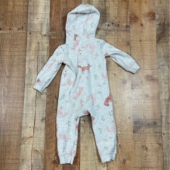 Carter's 18 Months Fleece Hooded Rompers Shorts Romper Fox Whale Pastel Forest - Picture 4 of 7